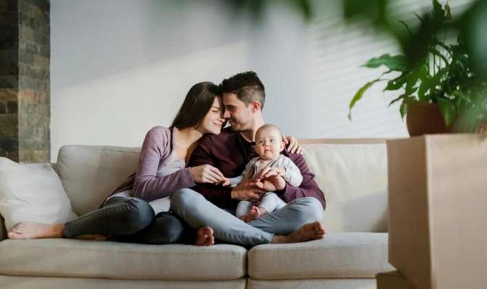 Young family enjoying their home.